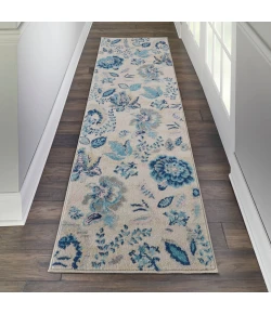 Nourison Home Tranquil TRA02 Ivory/Light Blue 2 ft. 3 in. X 7 ft. 3 in. Area Rug