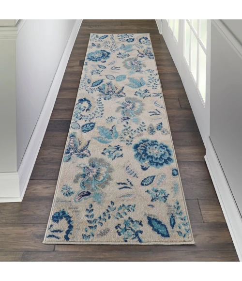 Nourison Tranquil Runner Area Rug TRA02-Ivory/Light Blue