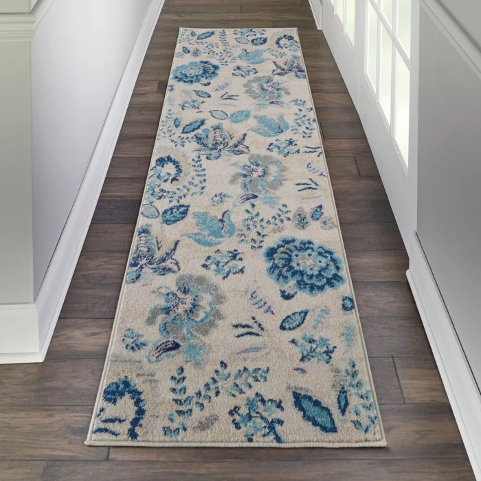 Nourison Tranquil Runner Area Rug TRA02-Ivory/Light Blue