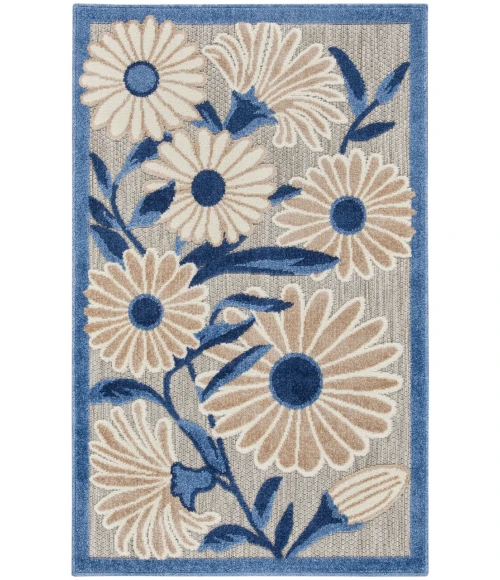 Nourison Aloha Blue Grey ALH33 2 ft. 8 in. X 4 ft. Rectangle Rug