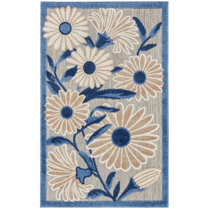 Nourison Aloha Blue Grey ALH33 2 ft. 8 in. X 4 ft. Rectangle Rug