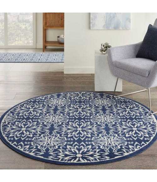 Nourison Jubilant Round Area Rug JUB06-Navy/Ivory