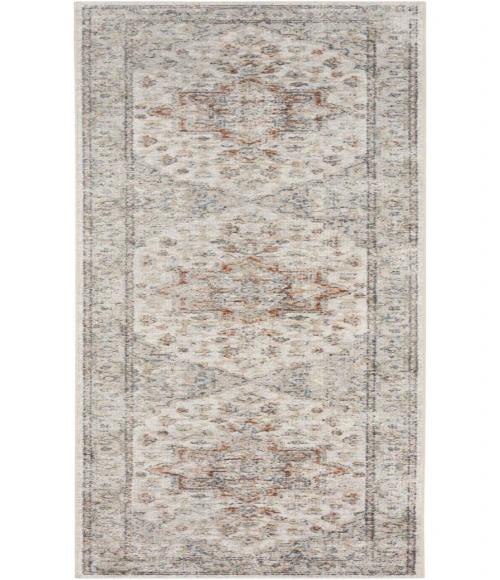 Nourison Astra Machine Washable Grey Multicolor ASW12 2 ft. X 6 ft. Rectangle Rug