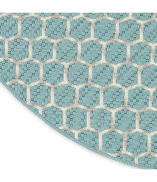 Nourison Twist Reversible Aqua TWS01 8 ft. X Round Rug