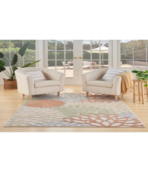 Nourison Aloha Ivory Multicolor ALH05 5 ft. 3 in. X 7 ft. 5 in. Rectangle Rug
