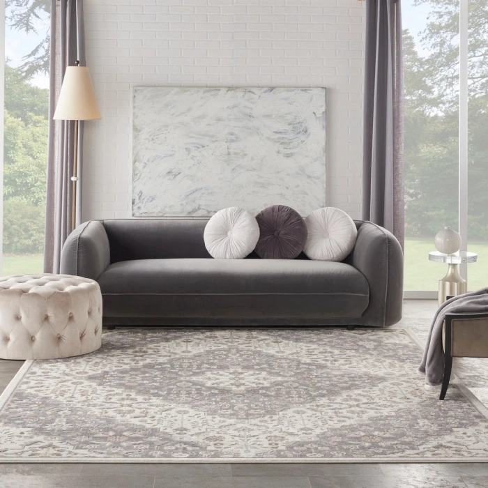 Nourison Elation Area Rug ETN08 Ivory Grey 7'10" x 9'10"