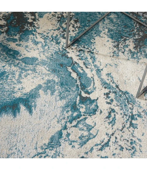 Nourison Maxell Area Rug MAE08 Ivory/Teal 3'10" x 5'10"