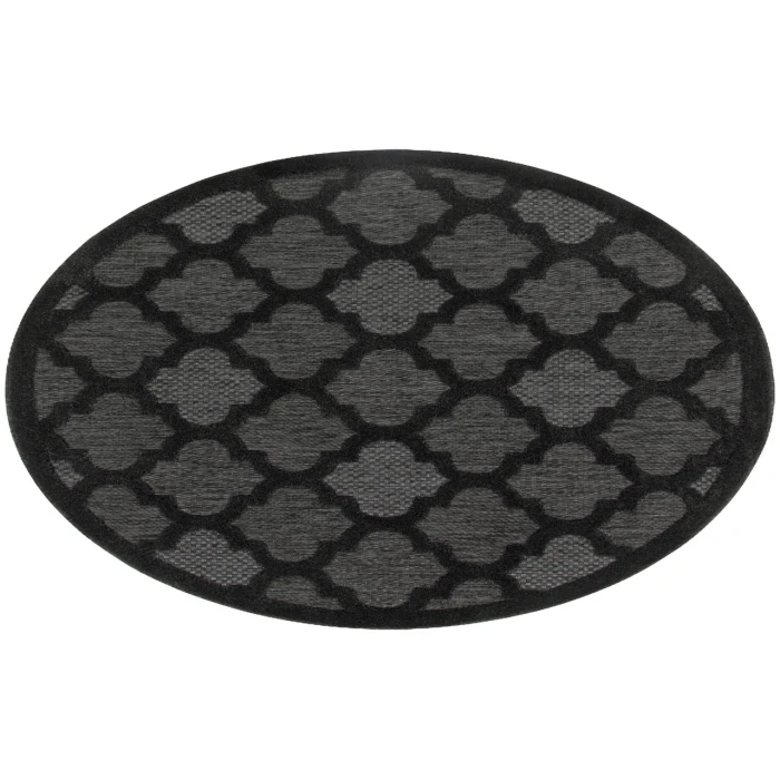 Nourison Easy Care Charcoal Black NES01 4 ft. Round Rug