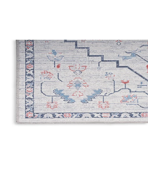 Nicole Curtis Machine Washable Series 1 Ivory Blue SR110 2 ft. 2 in. X 10 ft. Rectangle Rug