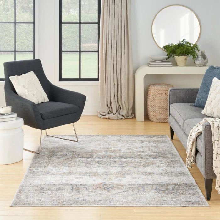 Nourison Astra Machine Washable Area Rug ASW12 Silver Grey