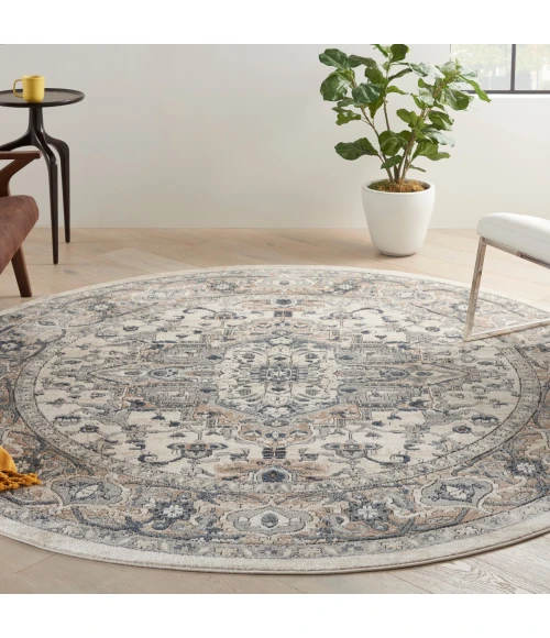 Nourison Quarry Ivory Grey QUA05 10 ft. X Round Rug