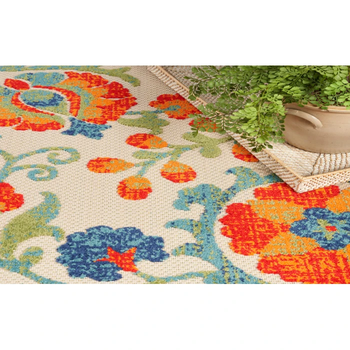 Nourison Aloha Red Multicolor ALH17 7 ft. 10 in. X 10 ft. 6 in. Rectangle Rug