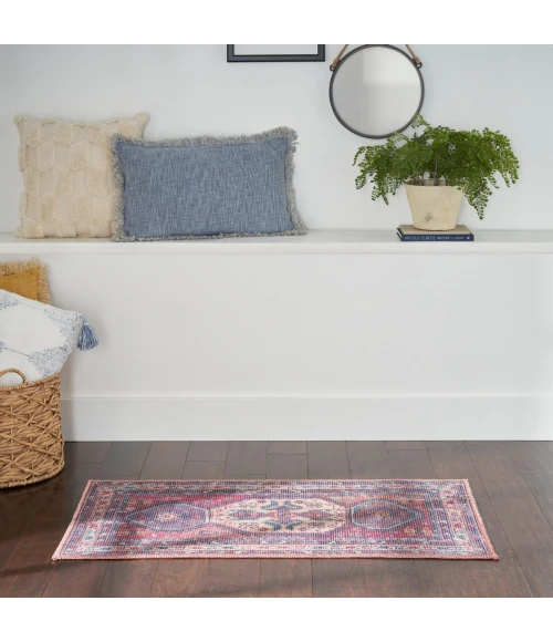Nicole Curtis Machine Washable Series 1 Area Rug SR105 Red/Navy 2' x 4'