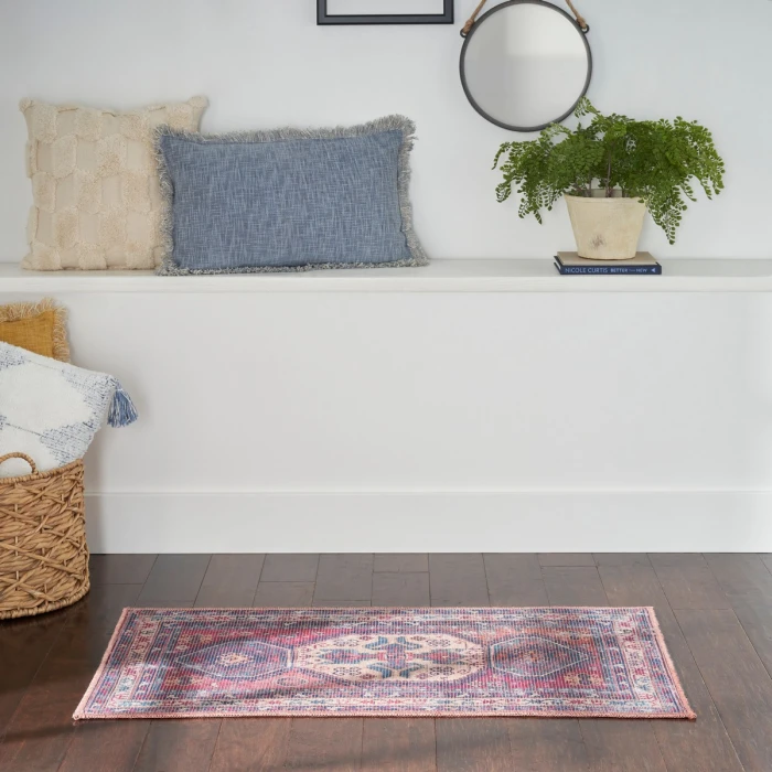 Nicole Curtis Machine Washable Series 1 Area Rug SR105 Red/Navy 2' x 4'