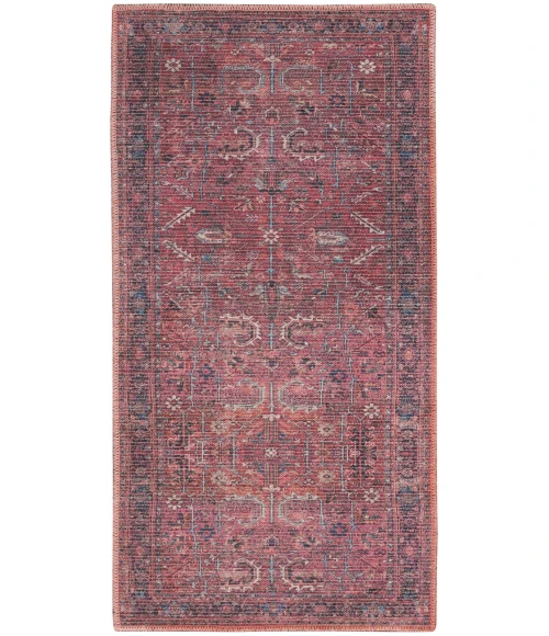 Nicole Curtis Machine Washable Series 1 Area Rug SR102 Red 2' x 4'