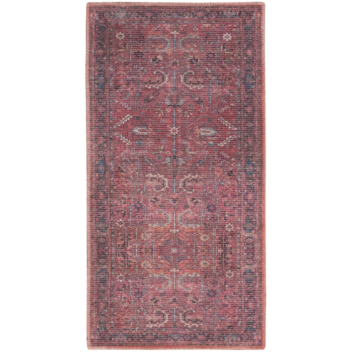 Nicole Curtis Machine Washable Series 1 Area Rug SR102 Red 2' x 4'