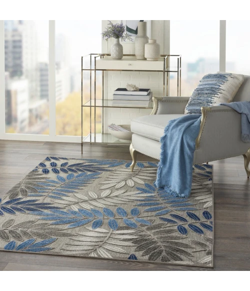 Nourison Aloha Area Rug ALH18 Grey/Blue 5'3" x 7'5"