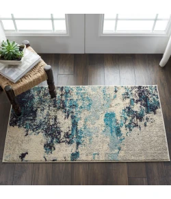 Nourison Home Celestial CES02 Ivory Teal Blue 2 ft. 2 in. X 3 ft. 9 in. Area Rug