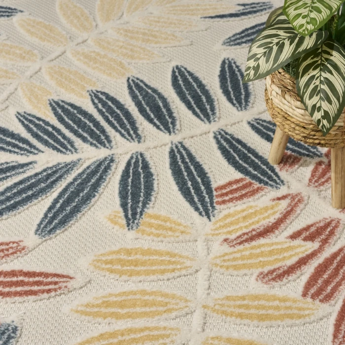 Nourison Aloha Ivory Blue ALH18 9 ft. X 12 ft. Rect. Rug