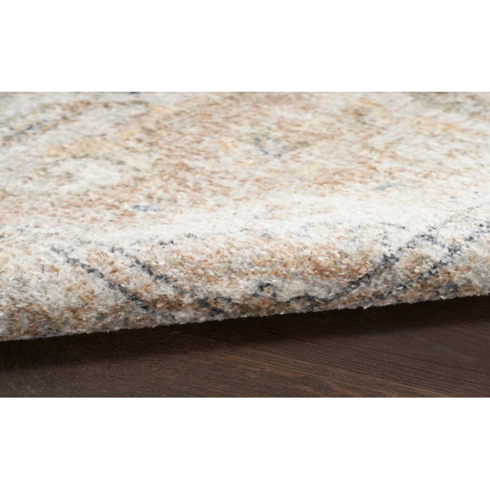 Nourison Astra Machine Washable Beige ASW12 5 ft. 3 in. Round Rug