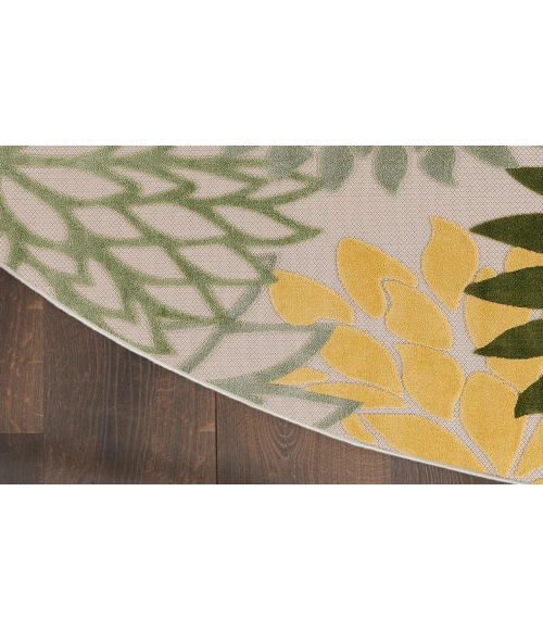 Nourison Aloha Green Multicolor ALH05 5 ft. 3 in. Round Rug