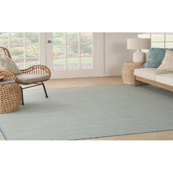 Nourison Courtyard Ivory Aqua COU01 6 ft. Square Rug