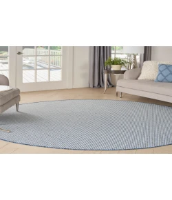 Nourison Home Courtyard COU01 Ivory Blue 6 ft. Round Area Rug