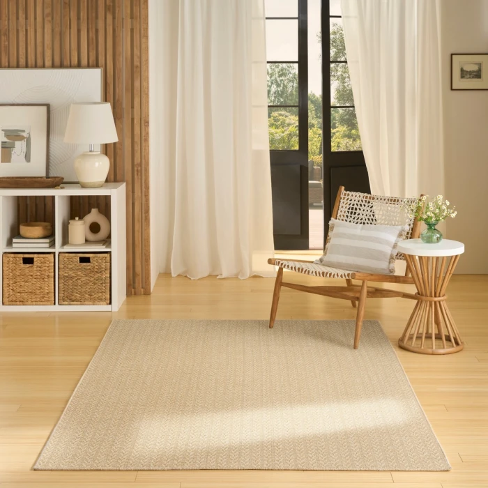 Nourison Tulum Cream TLM02 5 ft. 3 in. X 7 ft. Rect. Rug