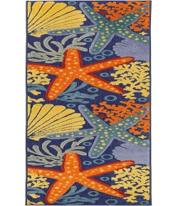 Nourison Home Aloha ALH24 Navy Multicolor 2 ft. X 6 ft. Area Rug