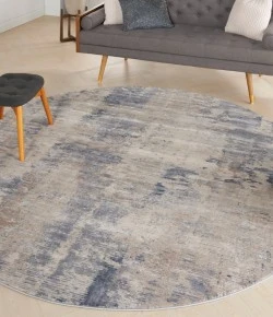 Nourison Home Rustic Textures RUS05 Beige Grey 5 ft. 3 in. Round Area Rug