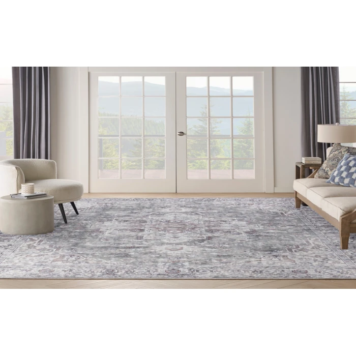 Nicole Curtis Machine Washable Series 1 Ivory Grey SR101 10 ft. X 14 ft. Rectangle Rug