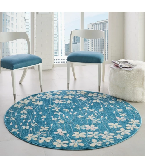 Nourison Tranquil Round Area Rug TRA04-Turquoise