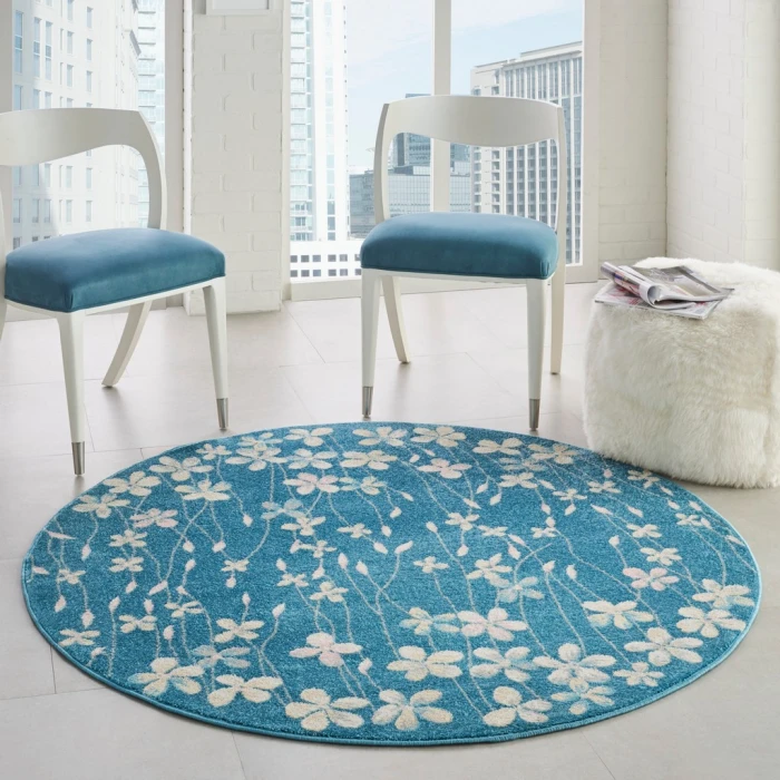 Nourison Tranquil Round Area Rug TRA04-Turquoise