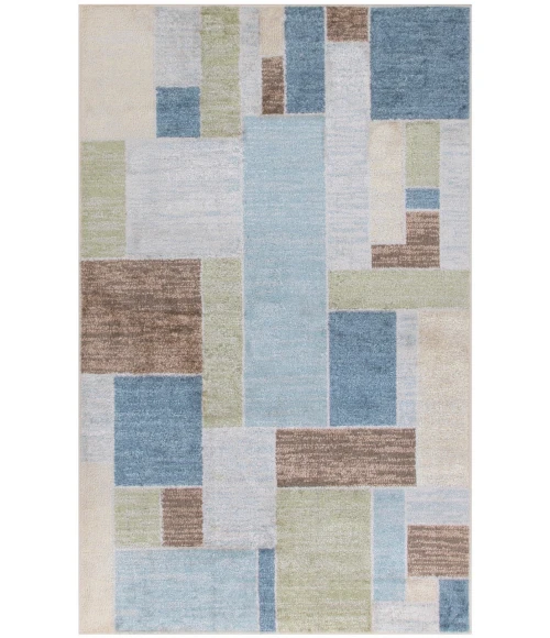 Nourison Astra Machine Washable Blue Green Multi ASW09 2 ft. 2 in. X 4 ft. Rectangle Rug