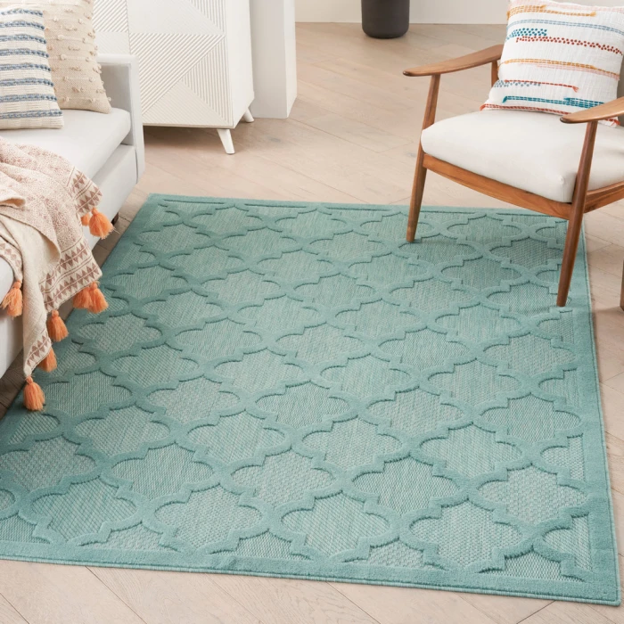 Nourison Easy Care Area Rug NES01 Aqua/Teal