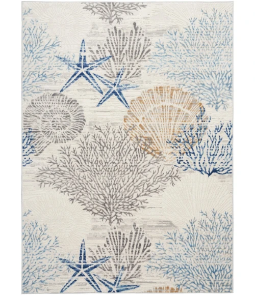 Nourison Seaside Ivory Grey Blue SDS04 5 ft. X 7 ft. Rect. Rug