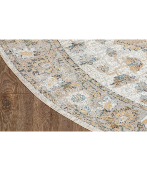 Nourison Astra Machine Washable Silver Grey ASW12 5 ft. 3 in. Round Rug