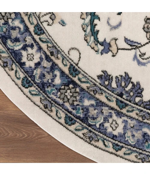 Nourison Home Nourison Essentials Ivory Blue NRE05 4 ft. Round Rug