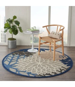 Nourison Home Aloha ALH05 Blue Multicolor 4 ft. Round Area Rug