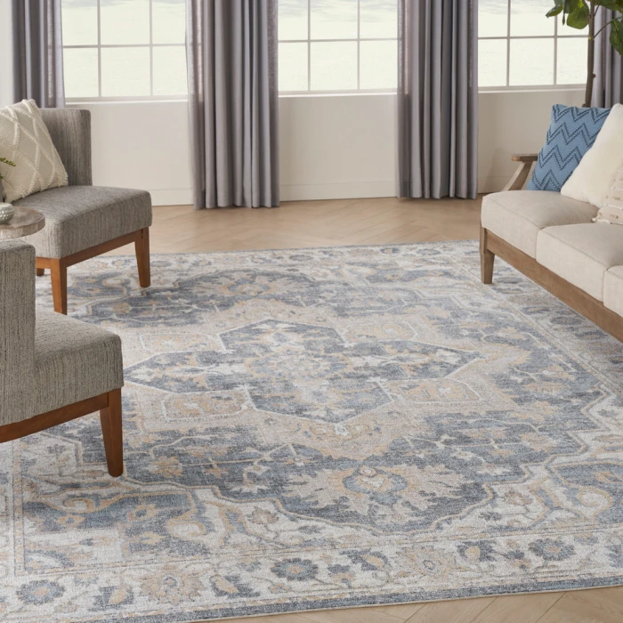 Nourison Astra Machine Washable Area Rug ASW12 Grey/Blue