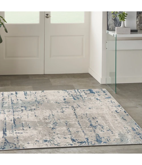 Nourison Quarry Ivory Grey Blue QUA01 5 ft. X Square Rug