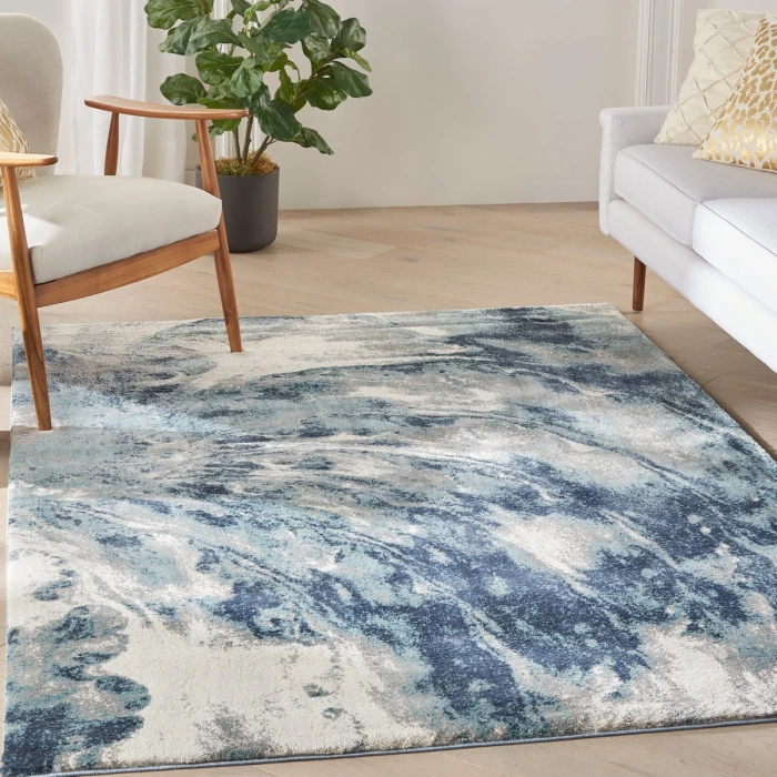 Kathy Ireland American Manor Area Rug AMR03 Blue/Ivory 3'11" x 5'11"
