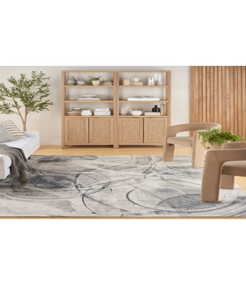 Nourison Astra Machine Washable Silver Blue ASW14 6 ft. 7 in. X 9 ft. Rectangle Rug