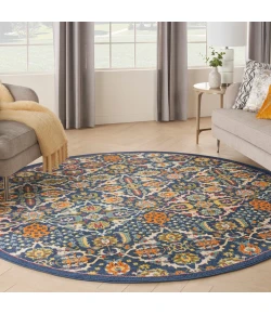 Nourison Home Allur ALR03 Navy Multicolor 7 ft. 10 in. Round Area Rug