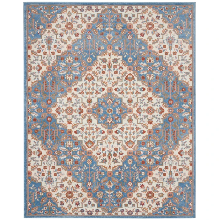 Nourison Elation Area Rug ETN08 Ivory Blue 7'10" x 9'10"