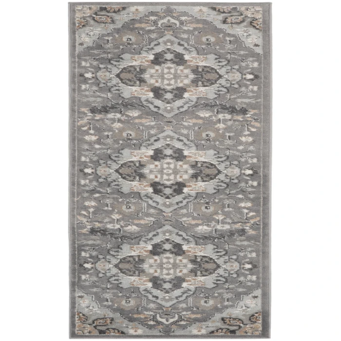Nourison Elation Grey ETN09 2 ft. 2 in. X 12 ft. Rectangle Rug