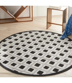 Nourison Home Aloha ALH26 Black White 4 ft. Round Area Rug