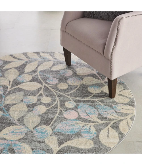 Nourison Tranquil Round Area Rug TRA03-Grey/Beige