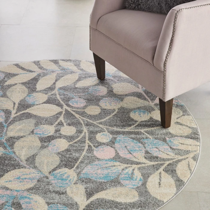 Nourison Tranquil Round Area Rug TRA03-Grey/Beige