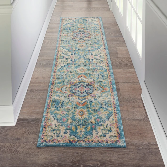 Nourison Passion Area Rug PSN25 Ivory/Light Blue 2'2" x 10'